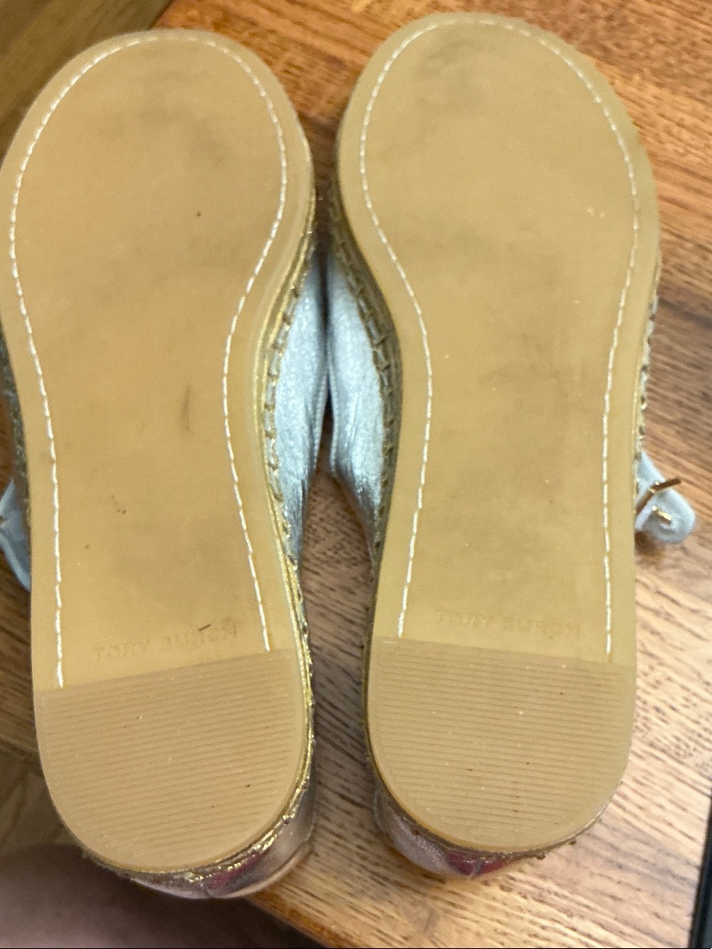 Tory Burch Silver Metallic Espadrille Flats with Tan Insole - Picture 5 of 5